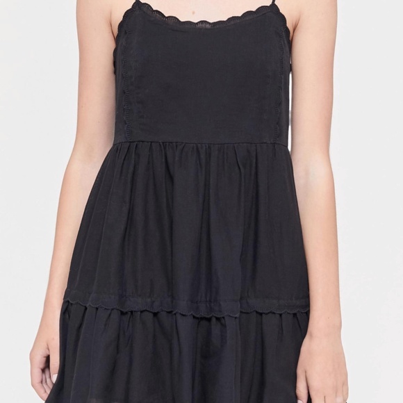 hanna scallop babydoll mini dress Hannah Scallop Babydoll Mini Dress Sz M